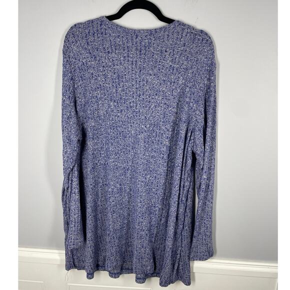 Studio 1886, Size 2X, Blue & White Rib Knit Sweater, Super Soft, Variated Knit - Picture 5 of 6